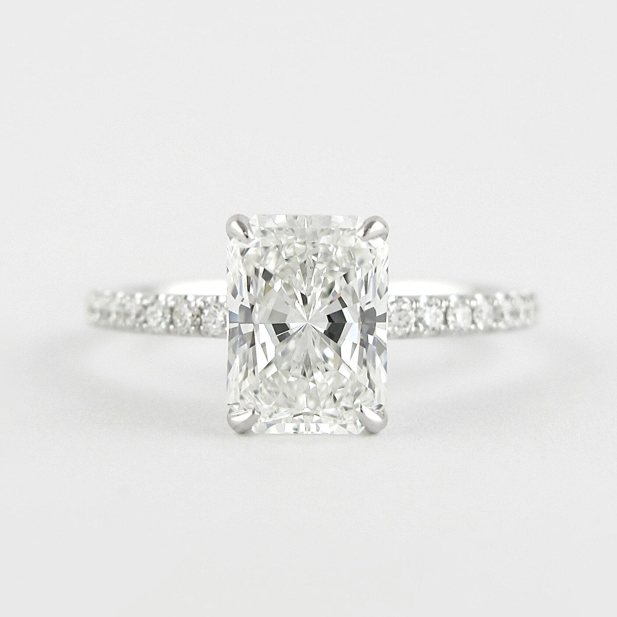 1.8 CT Radiant Solitaire & Pave Moissanite Engagement Ring 1