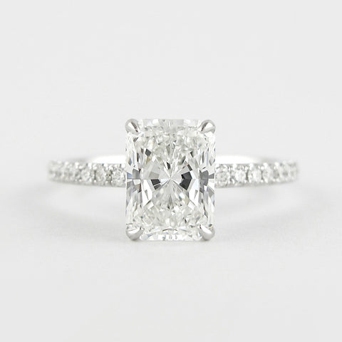 1.8 CT Radiant Solitaire & Pave Moissanite Engagement Ring 1