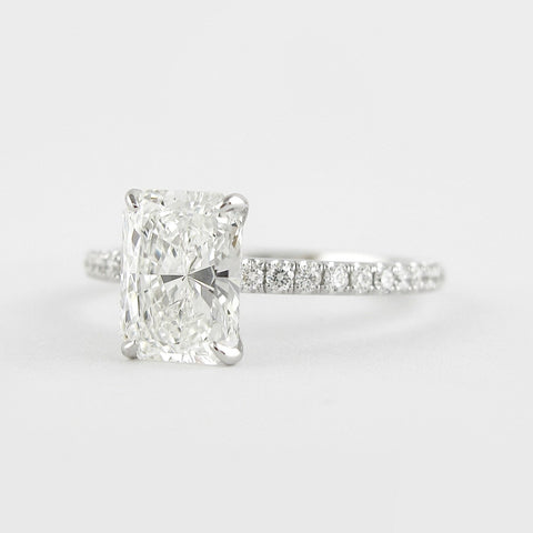 1.8 CT Radiant Solitaire & Pave Moissanite Engagement Ring 6