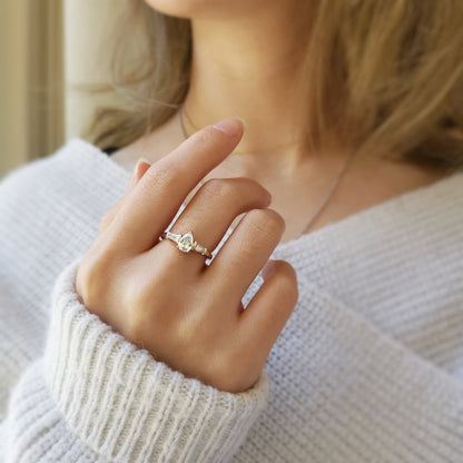 0.50 CT Pear Three Stones Lab Grown Diamond Engagement Ring