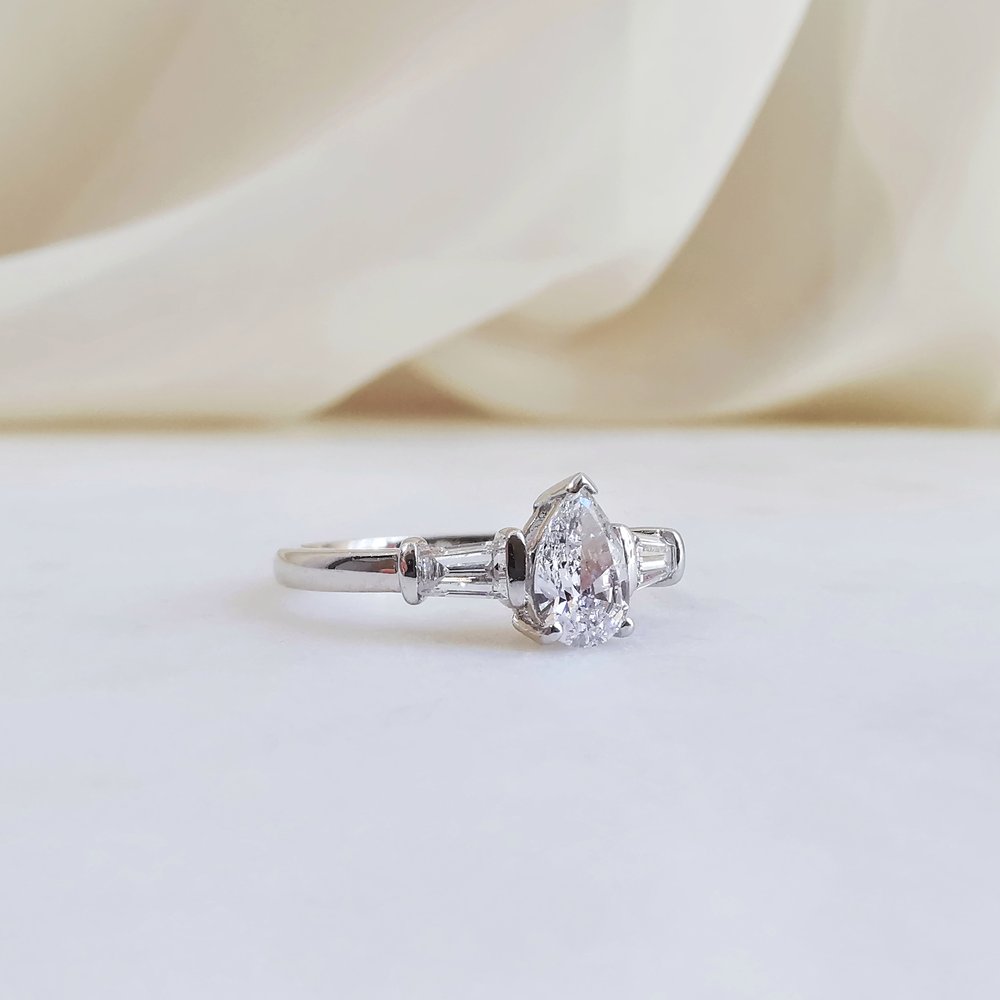 0.50 CT Pear Three Stones Lab Grown Diamond Engagement Ring