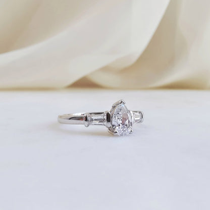 0.50 CT Pear Three Stones Lab Grown Diamond Engagement Ring