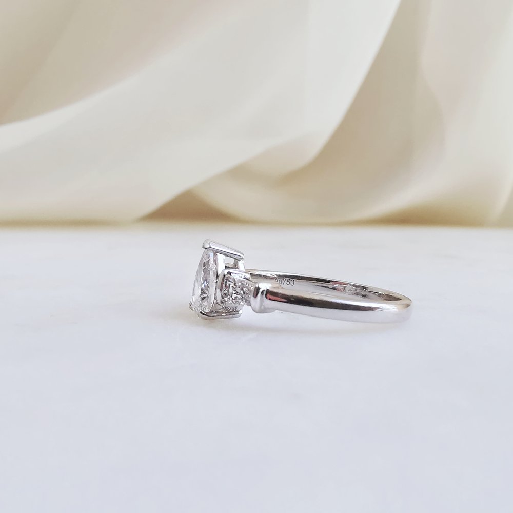 0.50 CT Pear Three Stones Lab Grown Diamond Engagement Ring