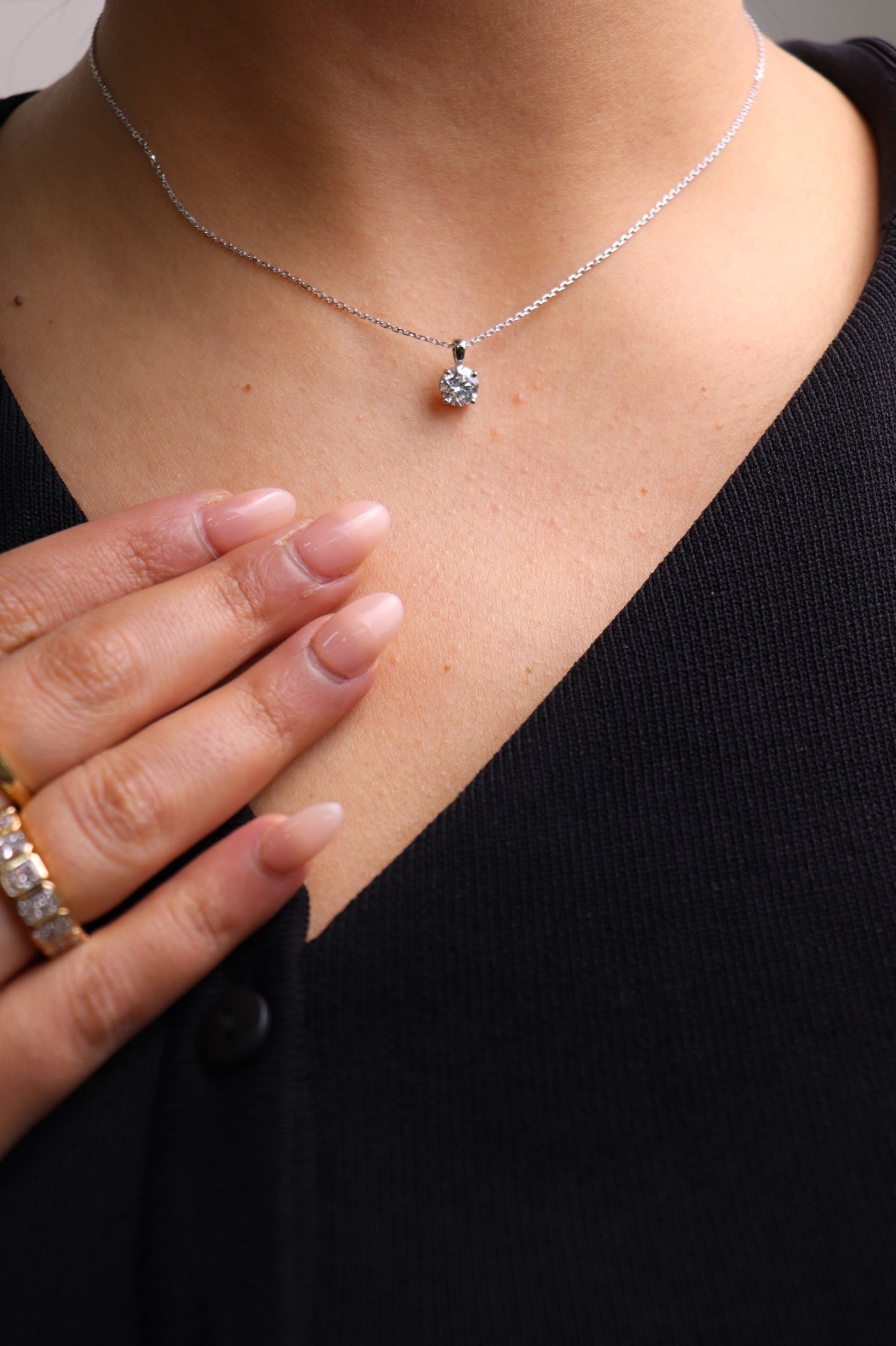 0.3 CT Round Cut Solitaire Moissanite Necklace