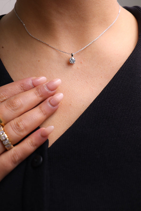 0.3 CT Round Cut Solitaire Moissanite Necklace