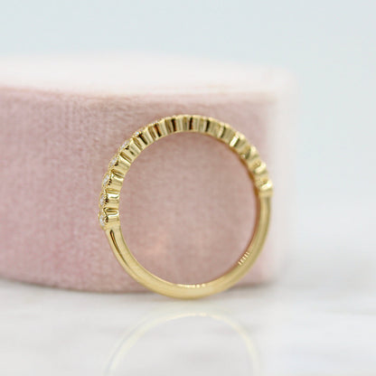 0.22 TCW Round Milgrain Half Eternity Moissanite Wedding Band 3