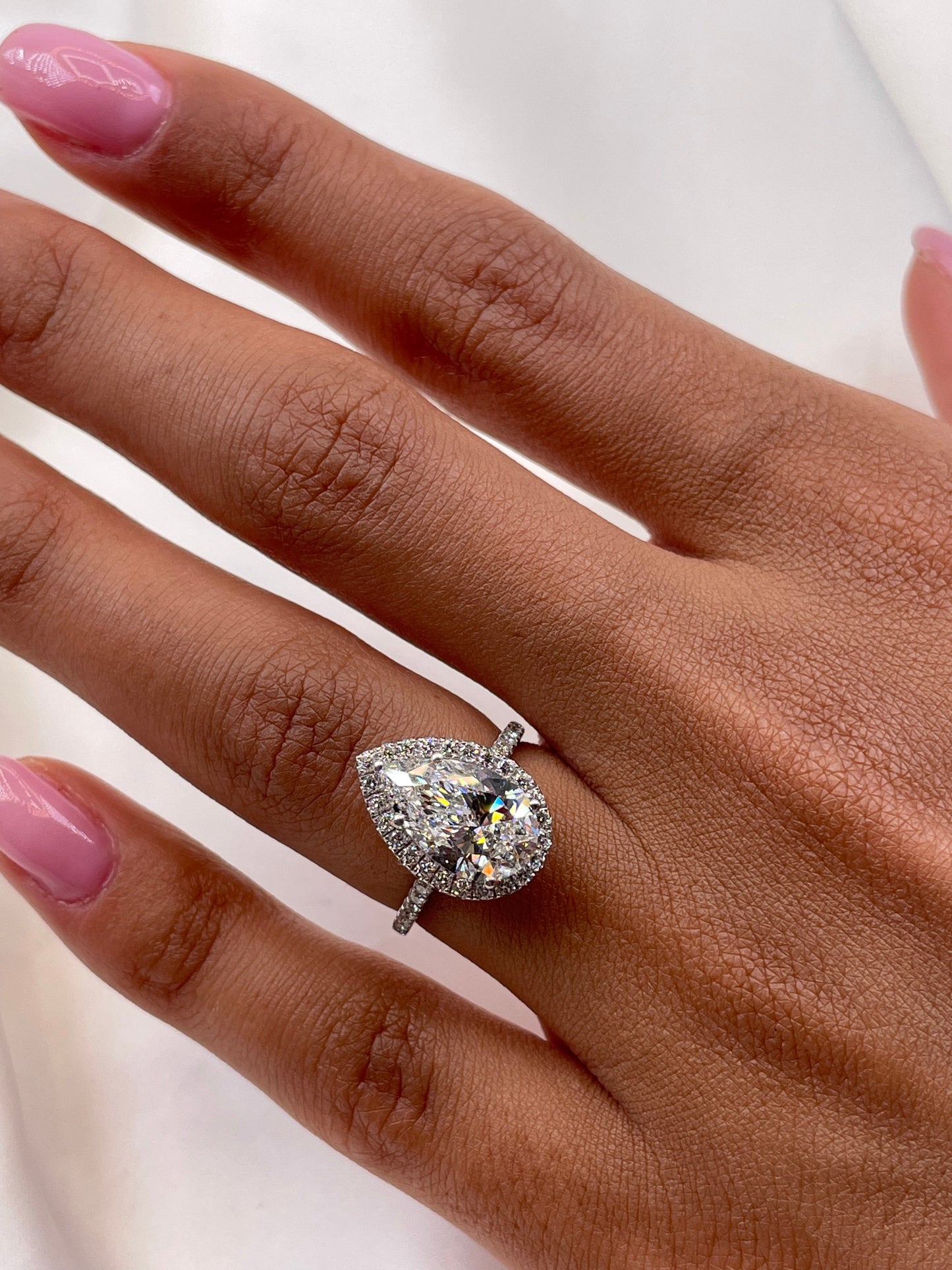 2.51 CT Pear Halo CVD F/VS  Diamond Engagement Ring 10