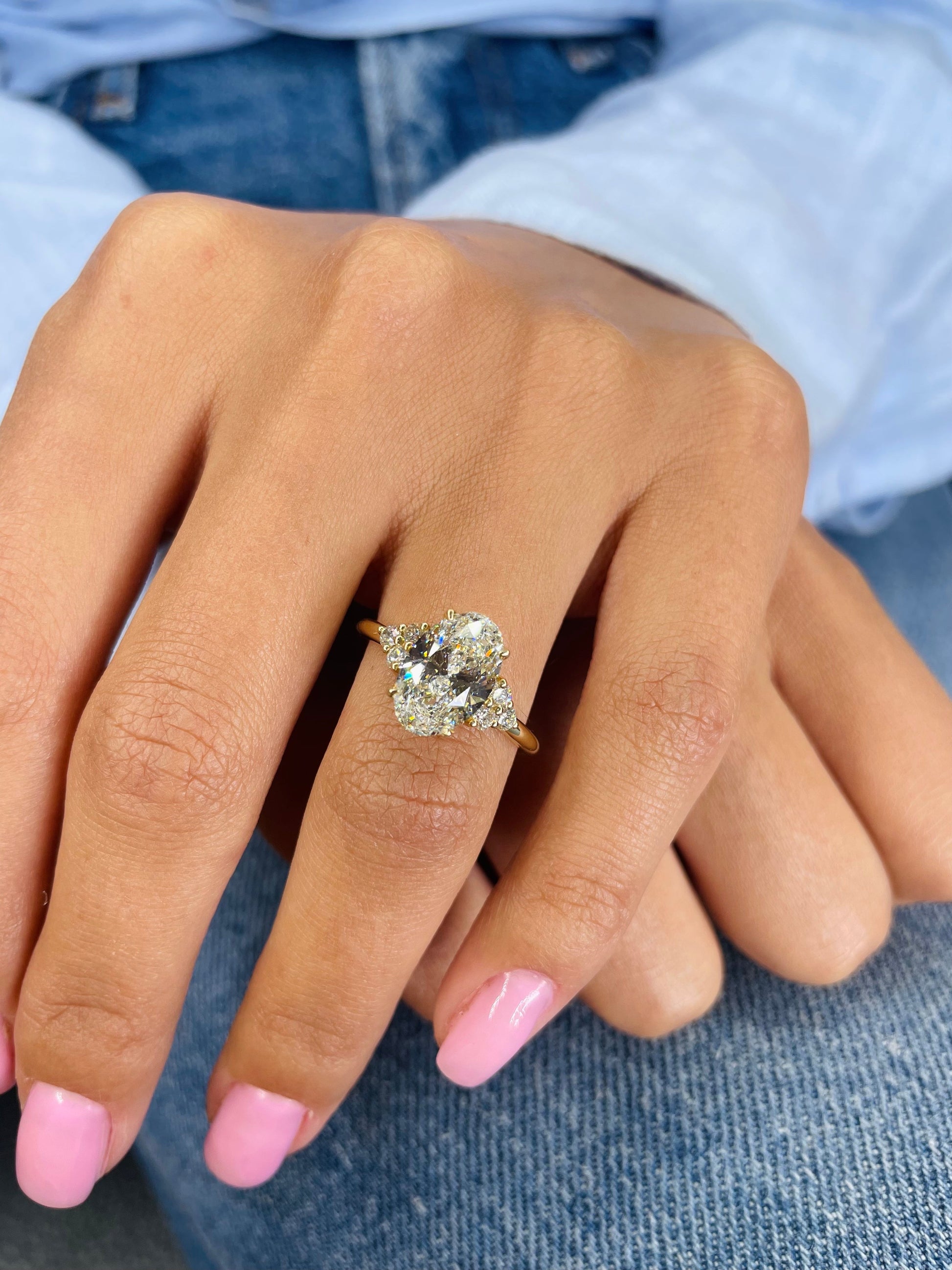 2.42 CT Oval Cut Cluster CVD G/VS Diamond Engagement Ring 9