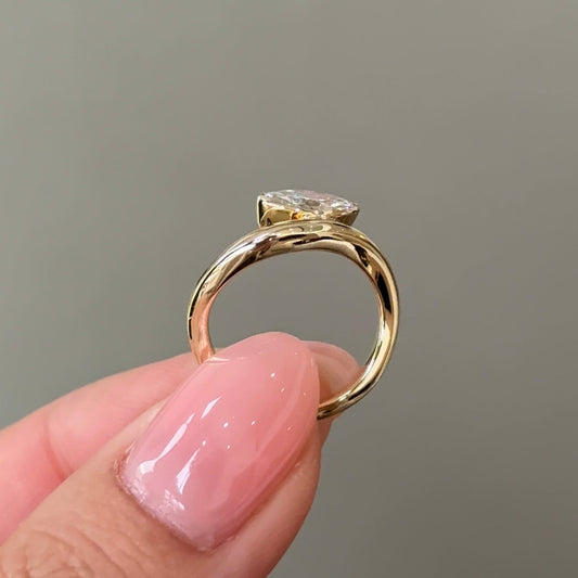 Marquise Half Bezel Curved Solitaire Lab-Grown Diamond Engagement Ring