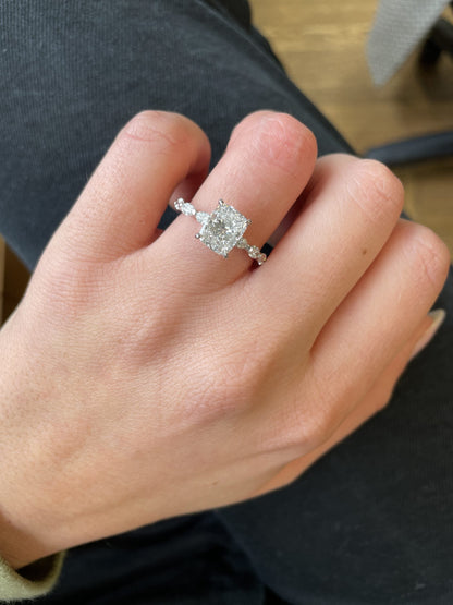 Cushion Cut Pave Lab Grown Diamond Engagement Ring