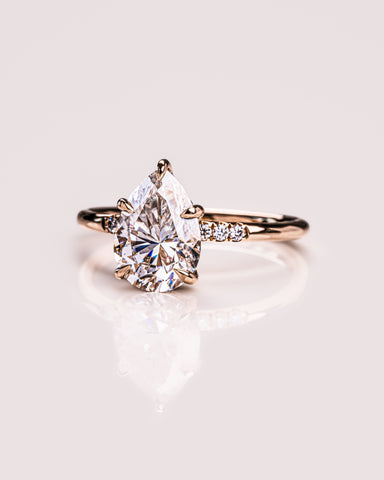 1.93 CT Pear Cut Solitaire Moissanite Engagement Ring With Hidden Halo Setting 4