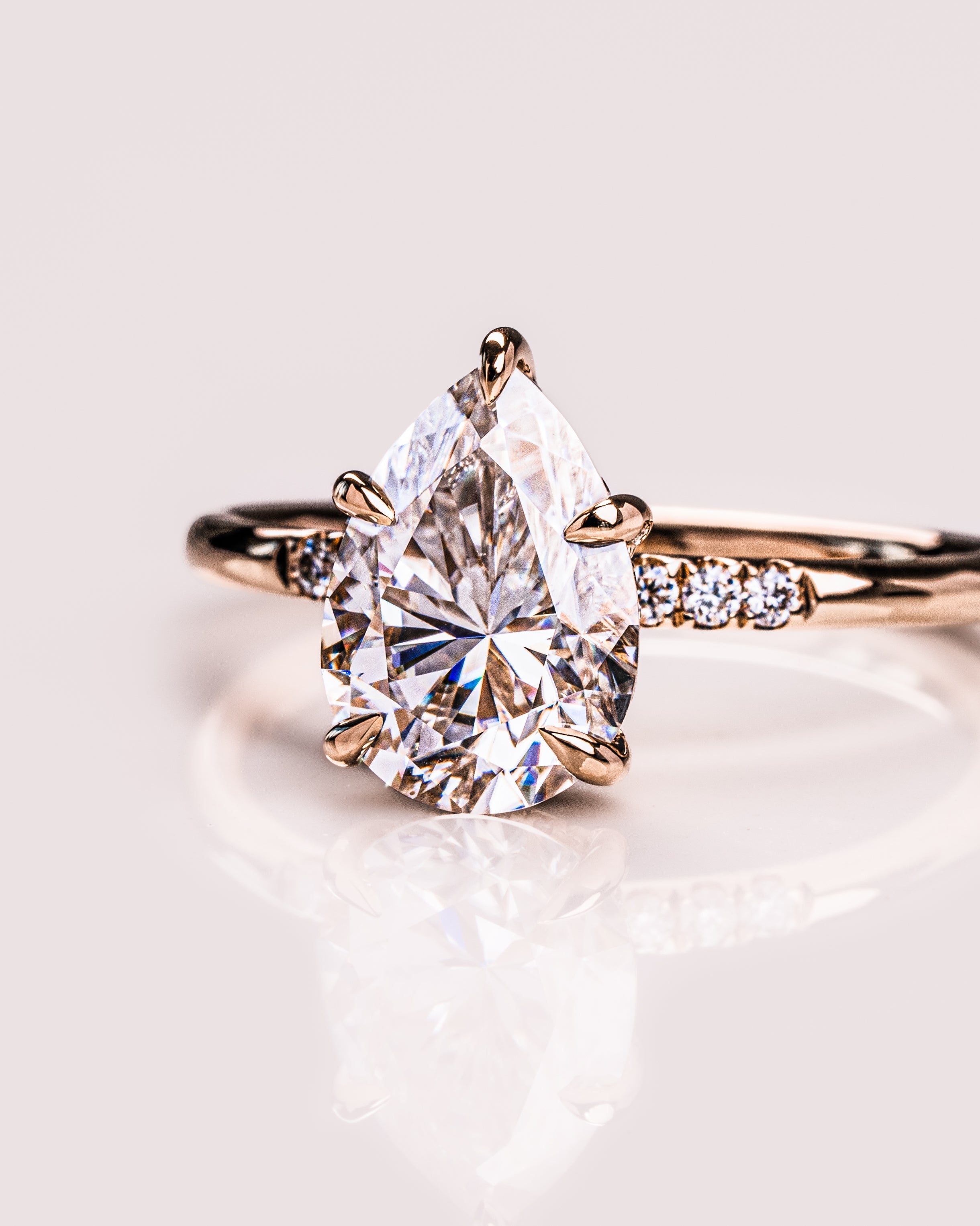 1.93 CT Pear Cut Solitaire Moissanite Engagement Ring With Hidden Halo Setting 3