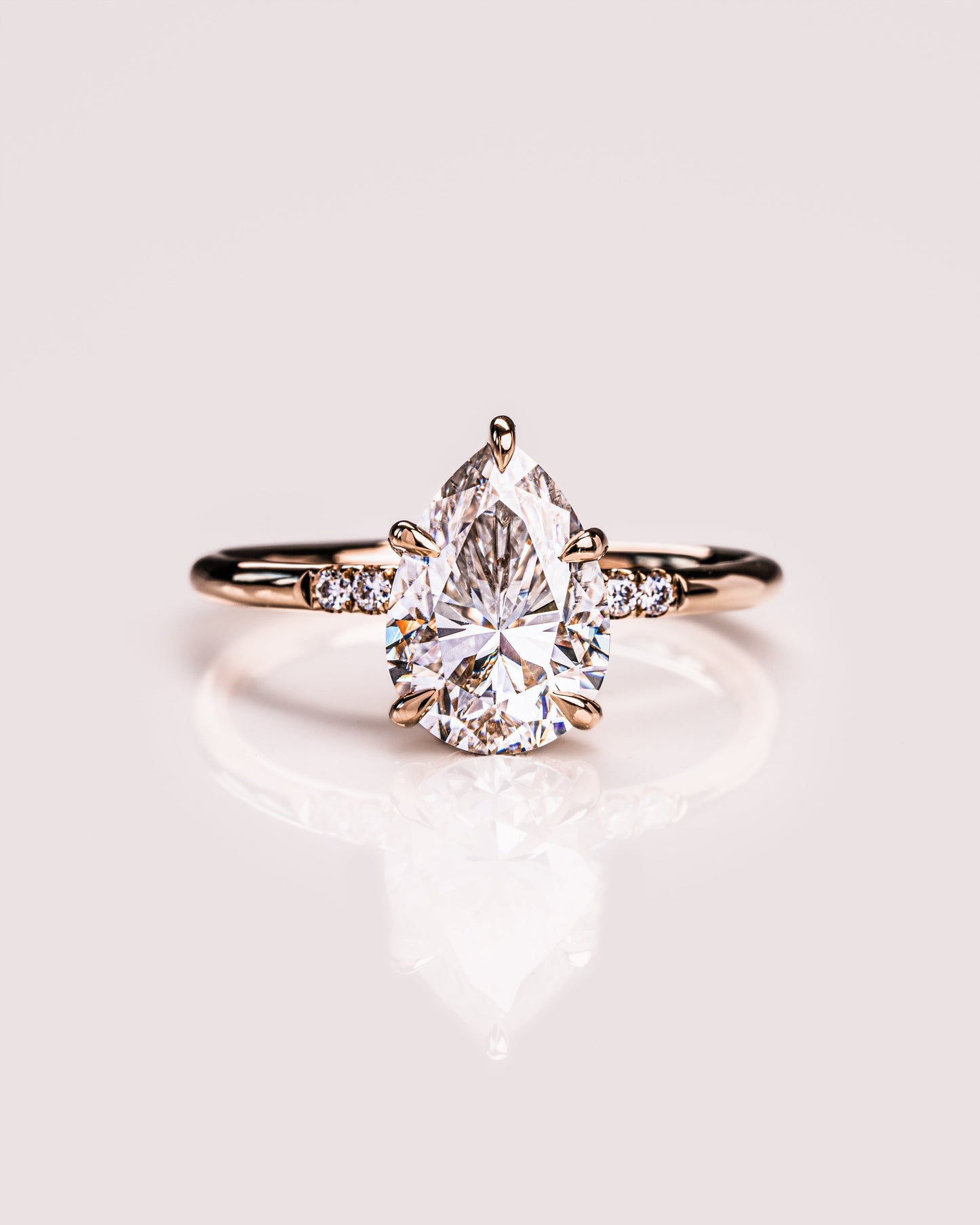 1.93 CT Pear Cut Lab Grown Diamond Engagement Ring With Hidden Halo Setting