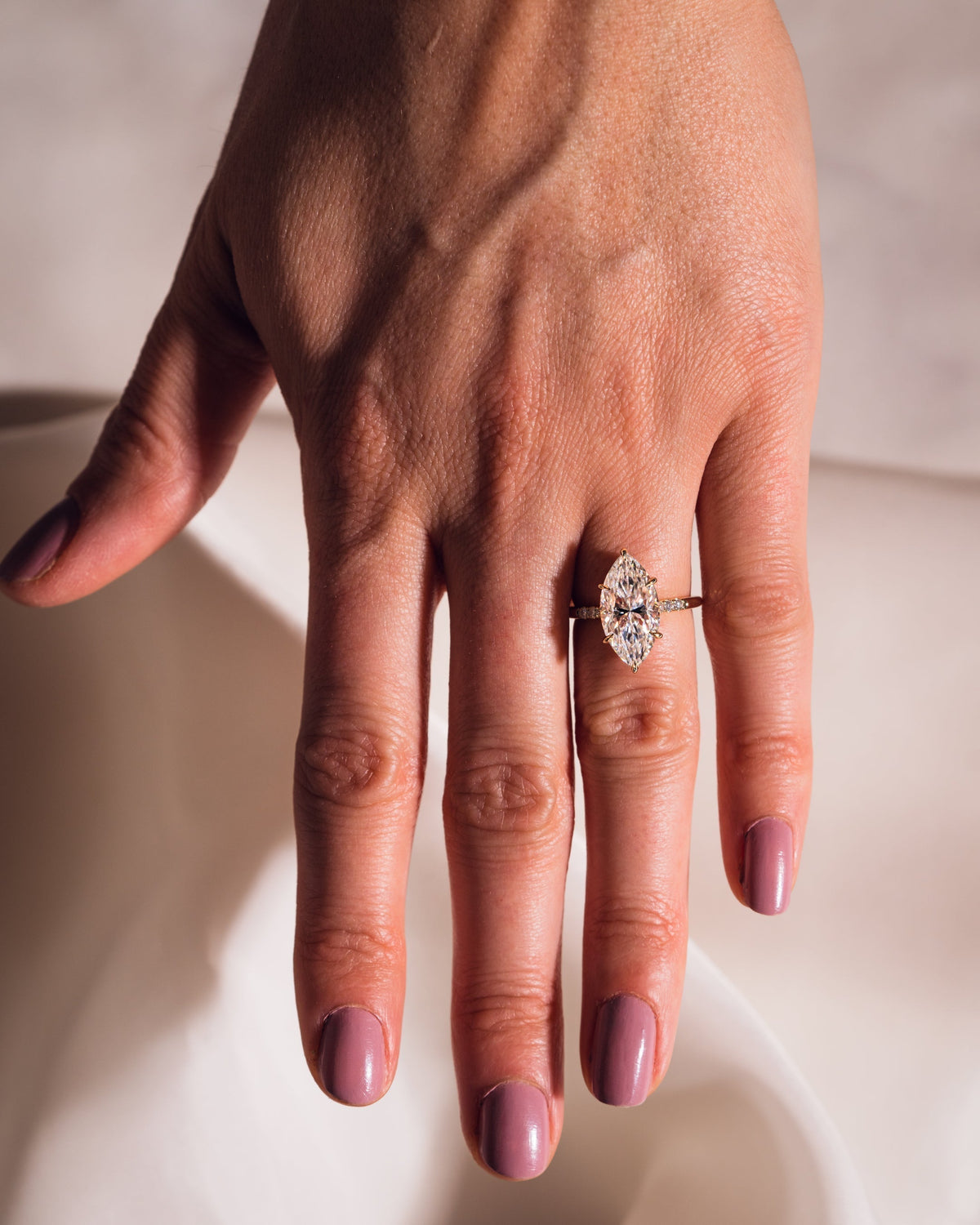 2.48 CT Marquise Cut Moissanite Engagement Ring With Hidden Halo Setting