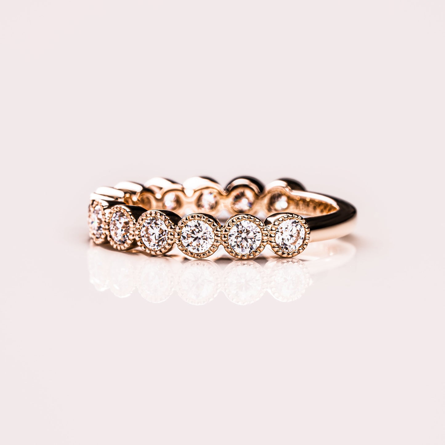 0.7 TCW Round Milgrain Lab Grown Diamond Wedding Band