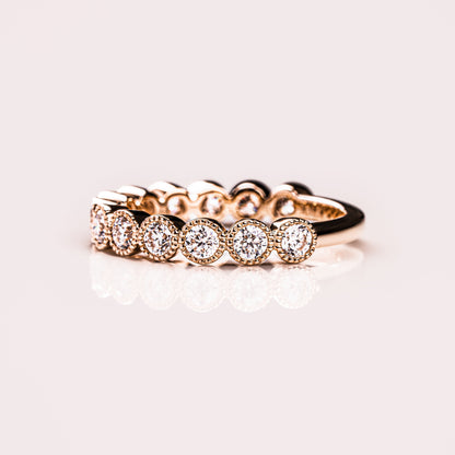 0.7 TCW Round Milgrain Lab Grown Diamond Wedding Band