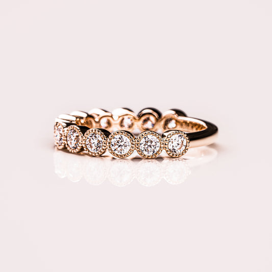 0.7 TCW Round Milgrain Lab Grown Diamond Wedding Band
