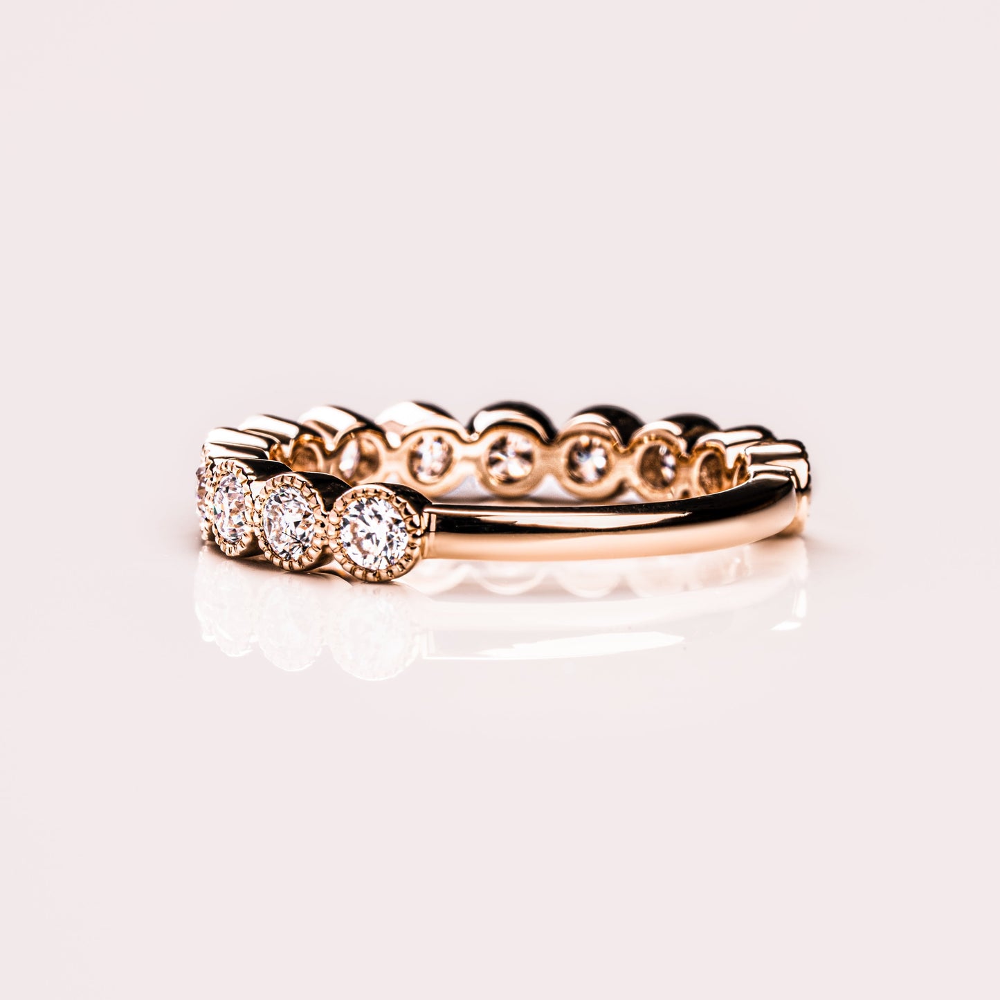 0.7 TCW Round Milgrain Lab Grown Diamond Wedding Band
