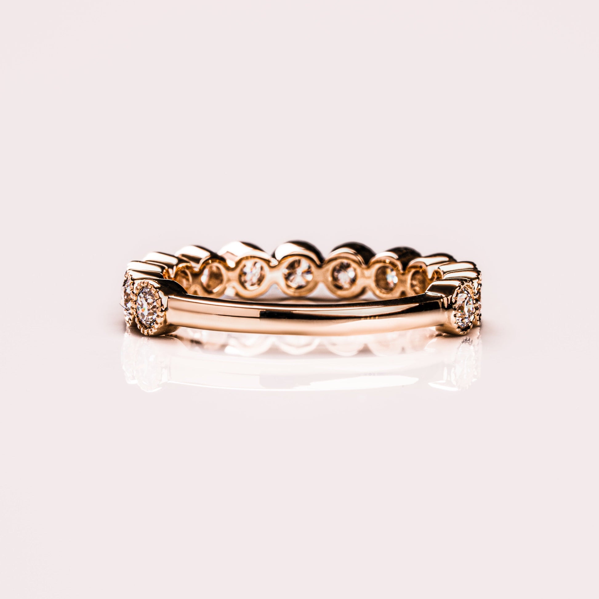 0.7 TCW Round Milgrain Lab Grown Diamond Wedding Band