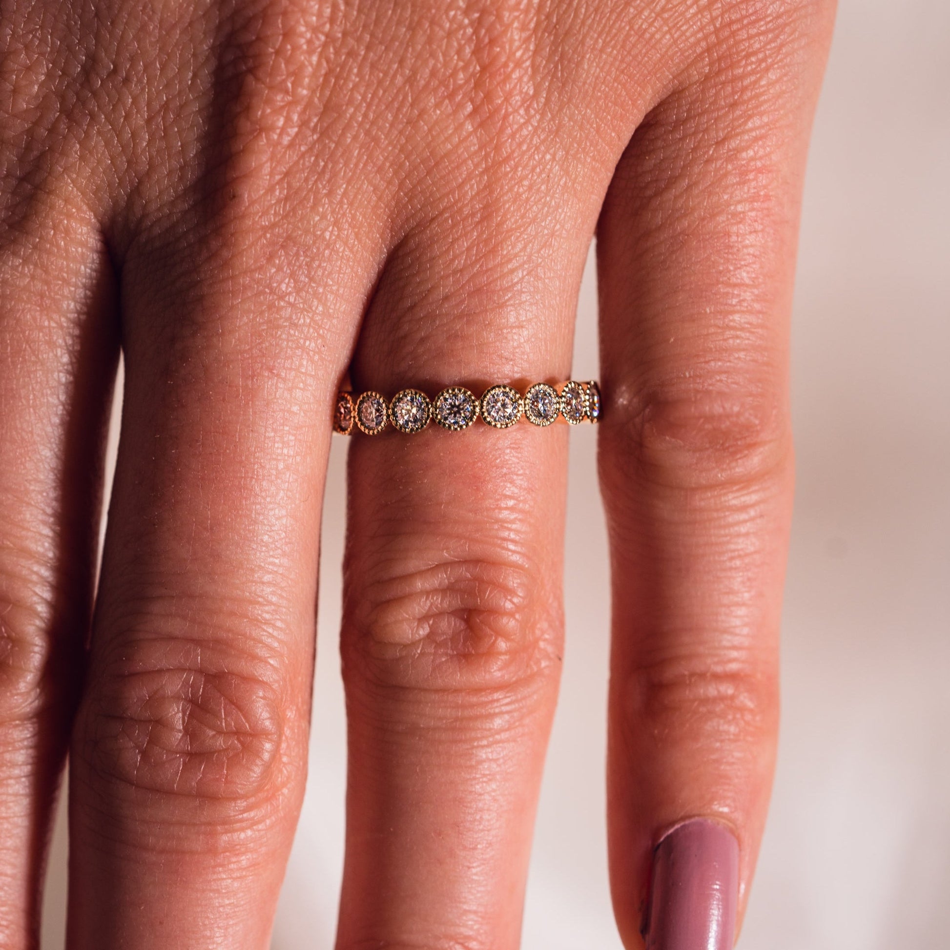 0.7 TCW Round Milgrain Lab Grown Diamond Wedding Band