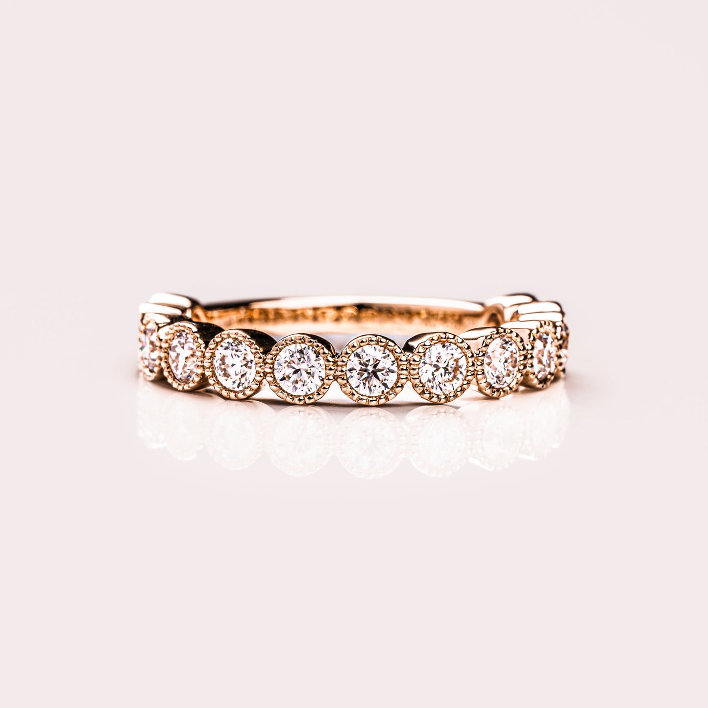 0.7 TCW Round Milgrain Lab Grown Diamond Wedding Band