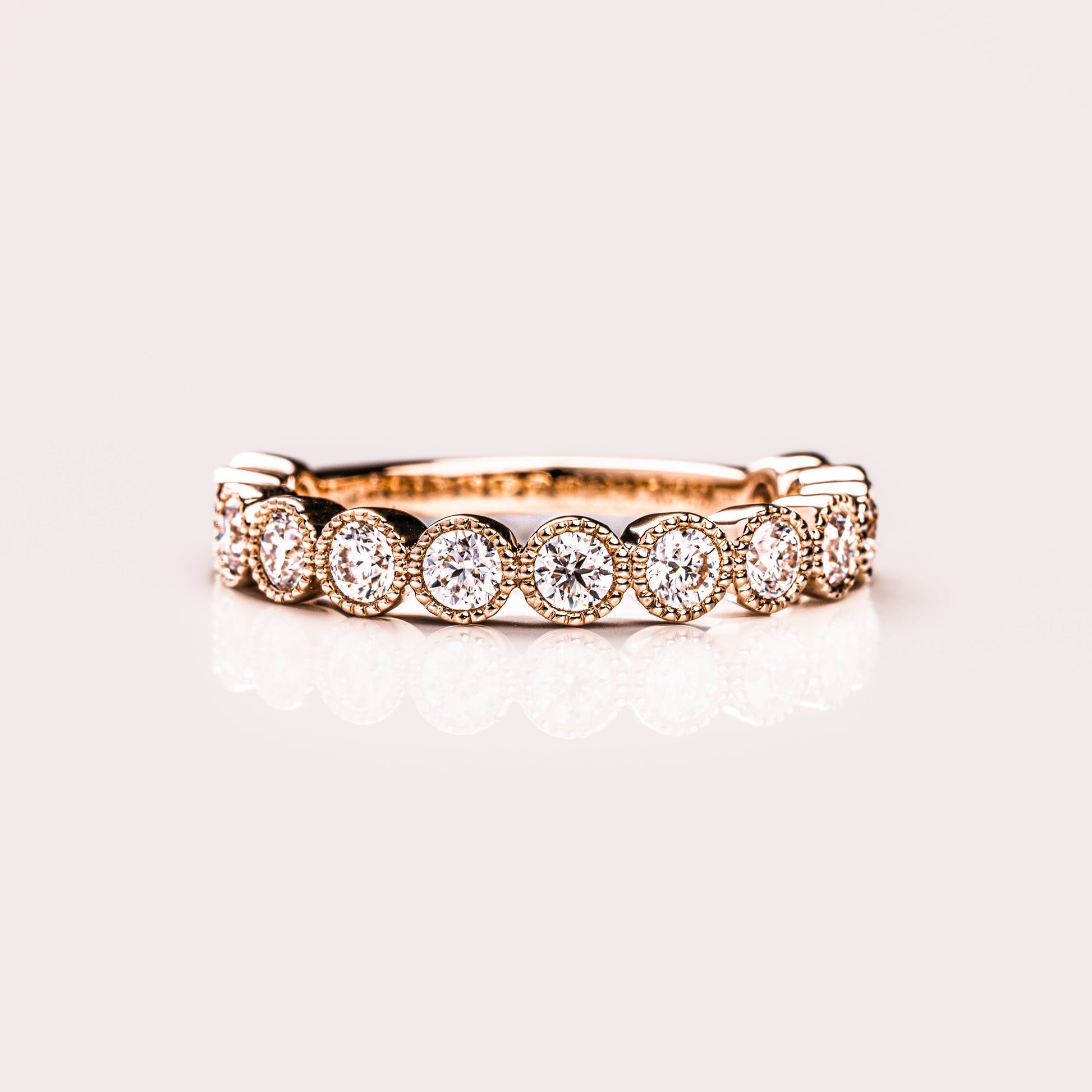 0.7 TCW Round Milgrain Lab Grown Diamond Wedding Band