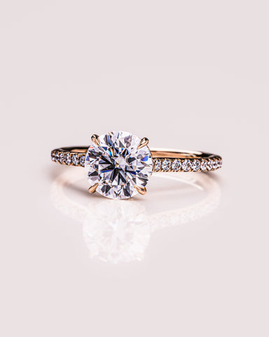 2.26 CT Round Cut Moissanite Engagement Ring With Hidden Halo Setting