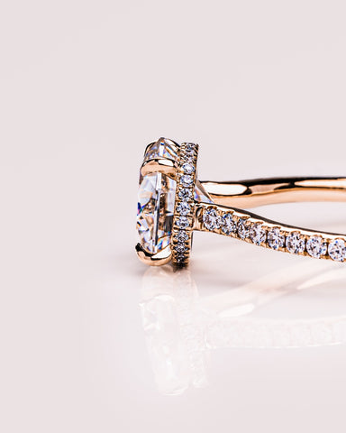 2.26 CT Round Cut Moissanite Engagement Ring With Hidden Halo Setting