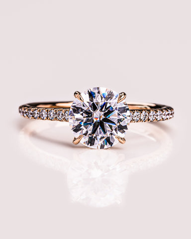 2.26 CT Round Cut Moissanite Engagement Ring With Hidden Halo Setting