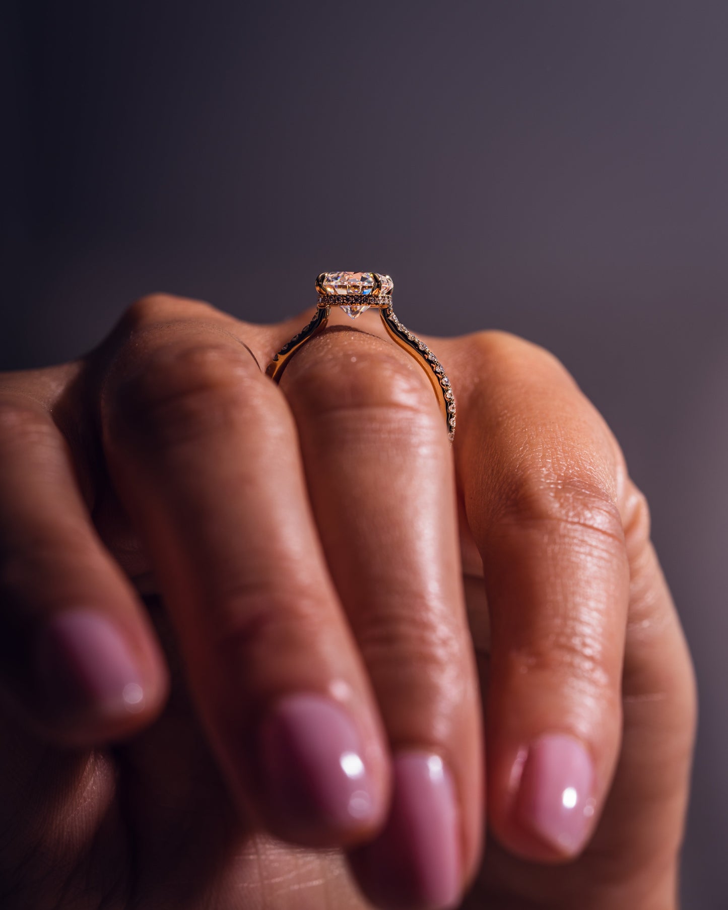 2.26 CT Round Cut Lab Grown Diamond Engagement Ring With Hidden Halo Setting