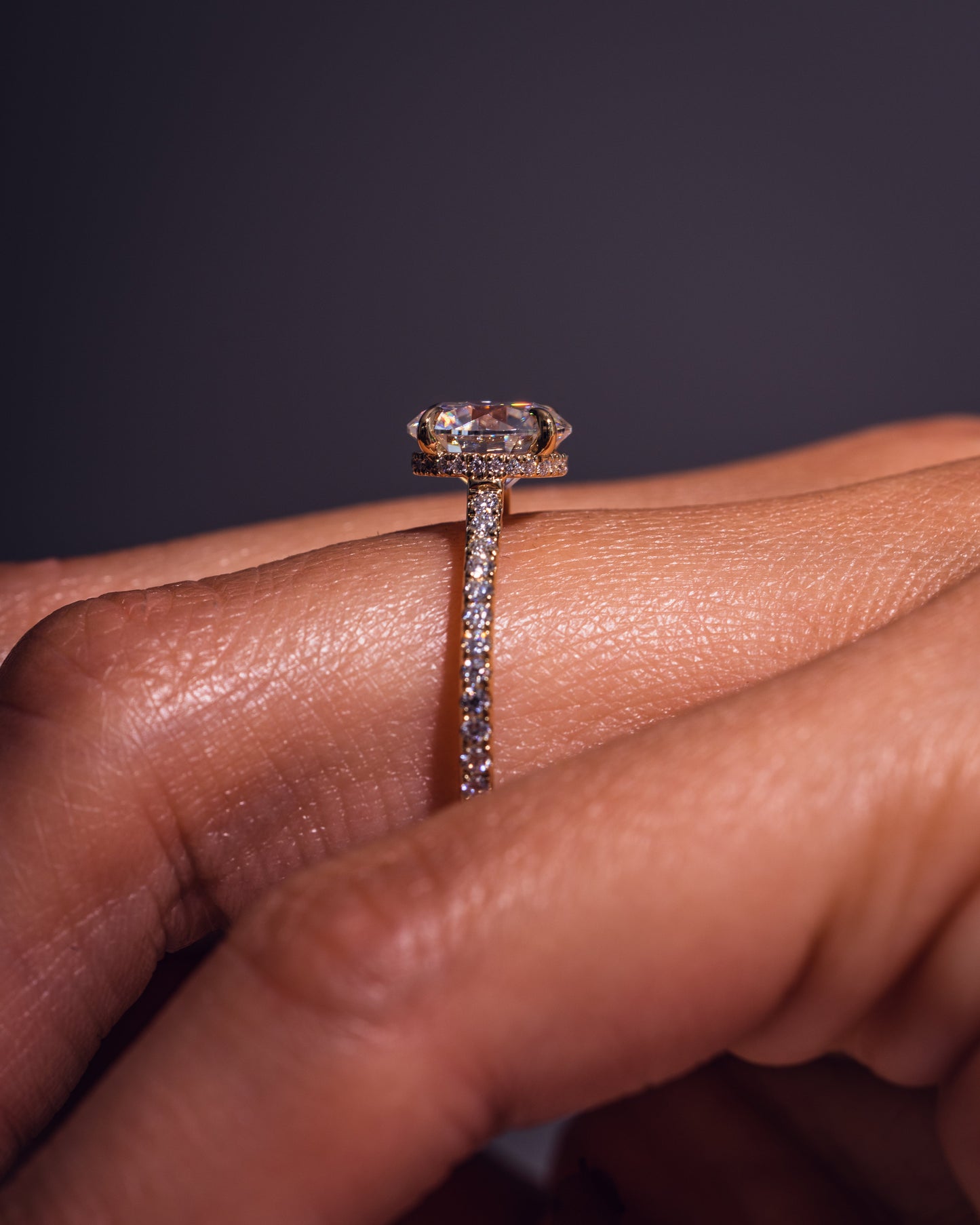 2.26 CT Round Cut Lab Grown Diamond Engagement Ring With Hidden Halo Setting