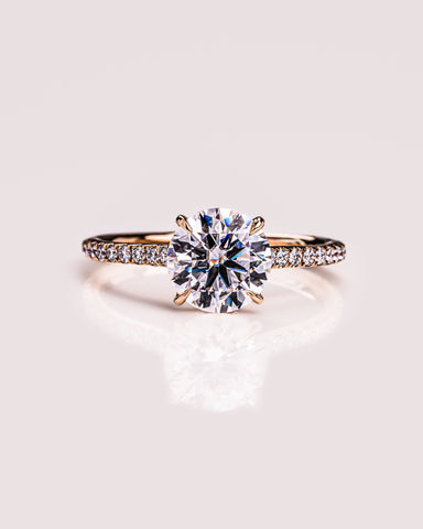 2.26 CT Round Cut Moissanite Engagement Ring With Hidden Halo Setting
