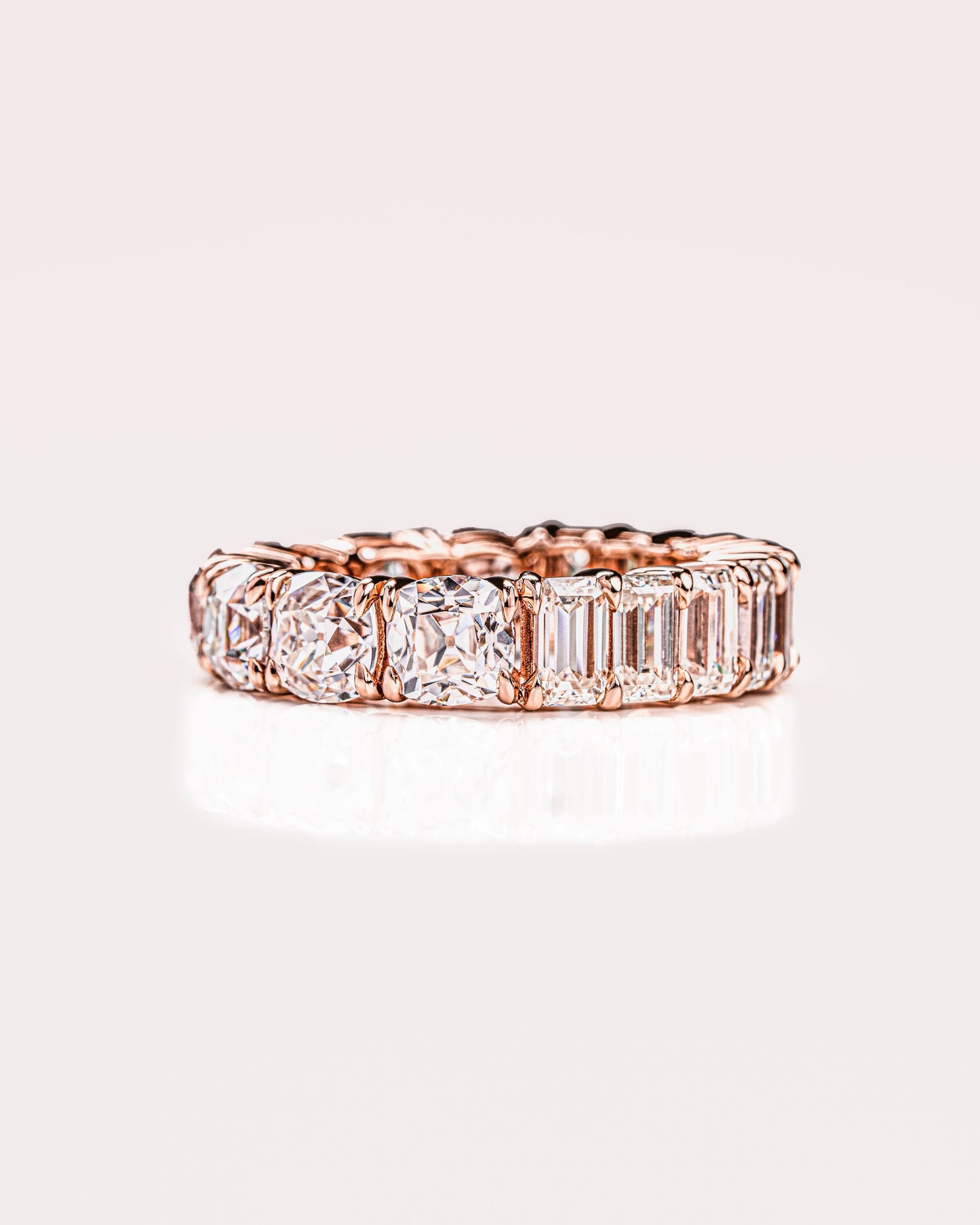 8.9 CT Emerald & Cushion Shaped Full Eternity Lab Grown Diamond Wedding Band