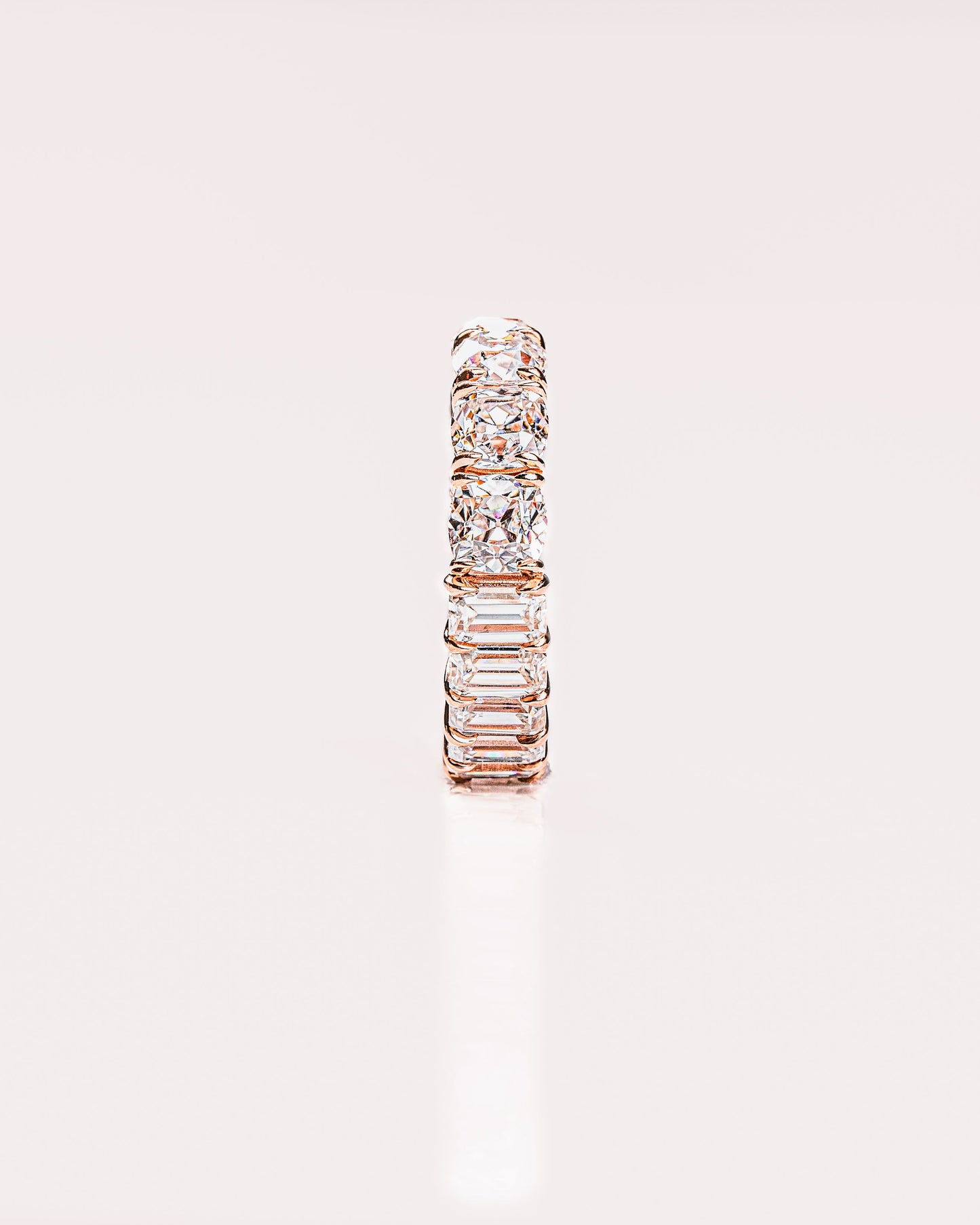 8.9 CT Emerald & Cushion Shaped Full Eternity Lab Grown Diamond Wedding Band