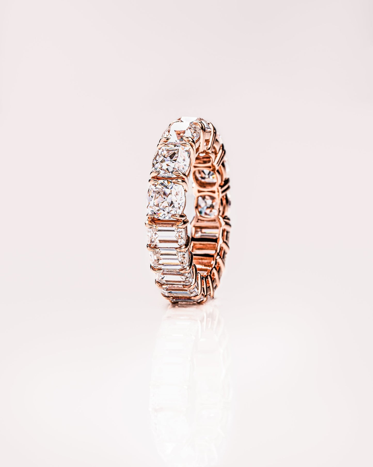 8.9 CT Emerald & Cushion Shaped Full Eternity Lab Grown Diamond Wedding Band