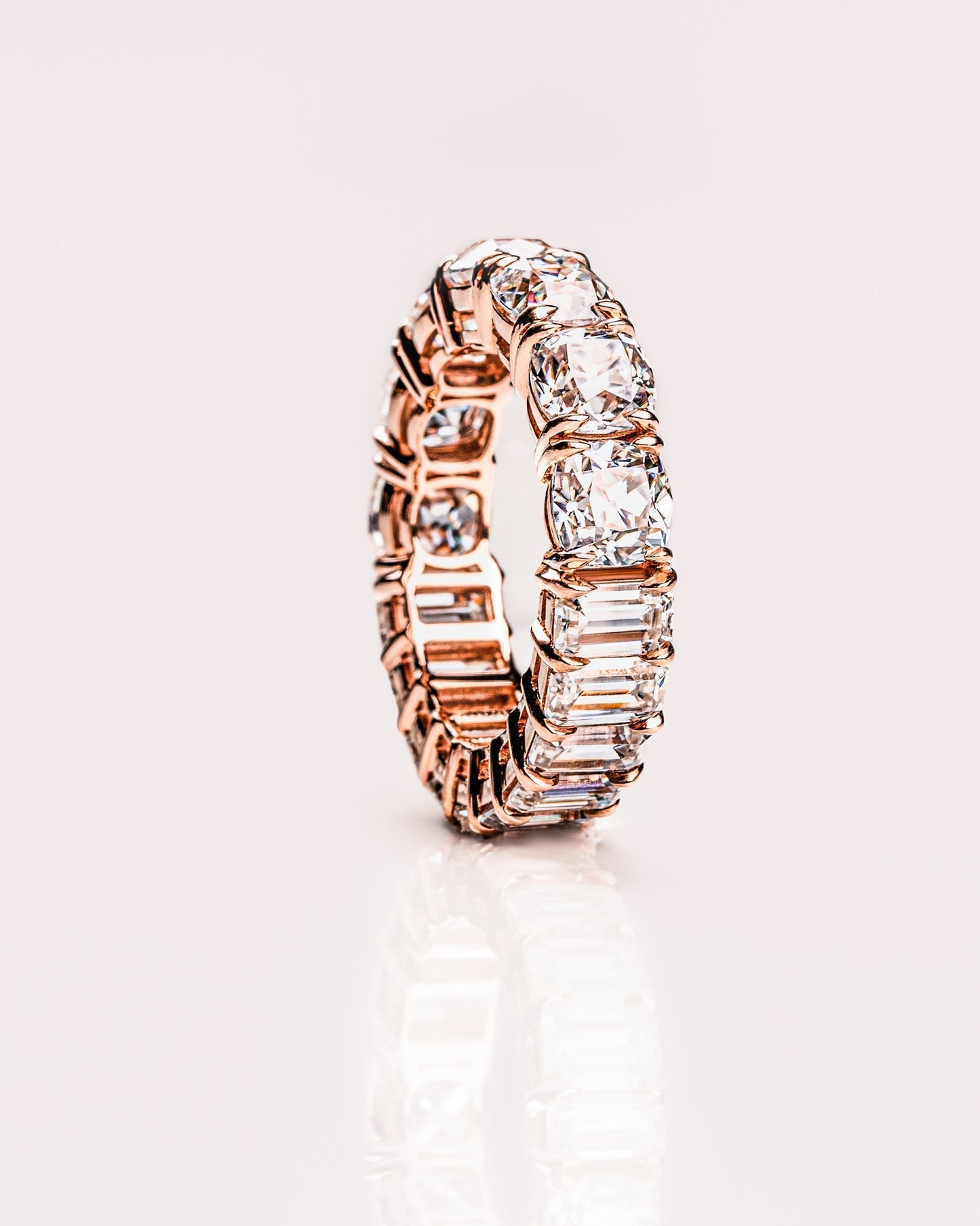 8.9 CT Emerald & Cushion Shaped Full Eternity Lab Grown Diamond Wedding Band