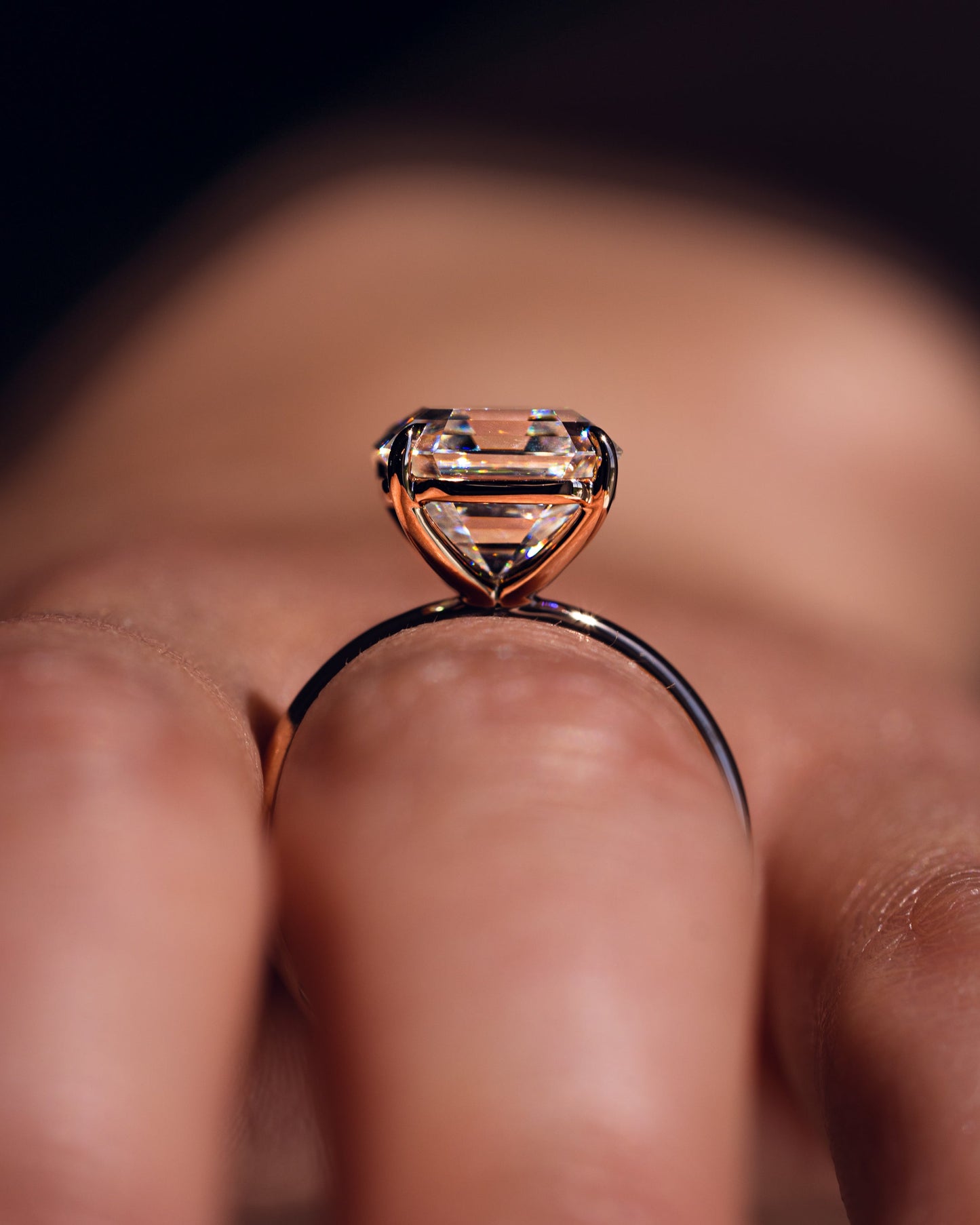 3.2 CT Asscher Solitaire Lab Grown Diamond Engagement Ring