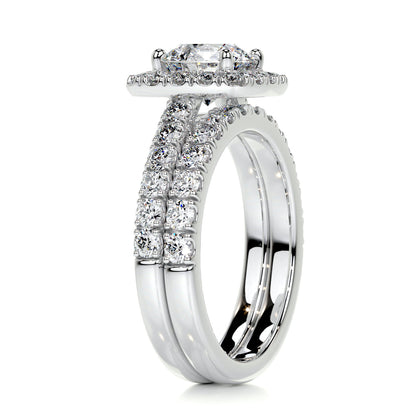 1.50 CT Round Halo CVD F/VS Diamond Bridal Ring Set 7