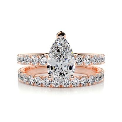 1.50 CT Pear Solitaire CVD F/VS Diamond Bridal Ring Set 10