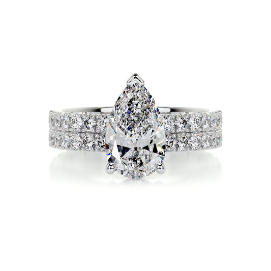 2.0 CT Pear Solitaire CVD F/VS Diamond Bridal Set 1