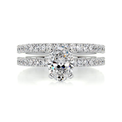 1.0 CT Oval Solitaire CVD F/VS Diamond Bridal Ring Set 1