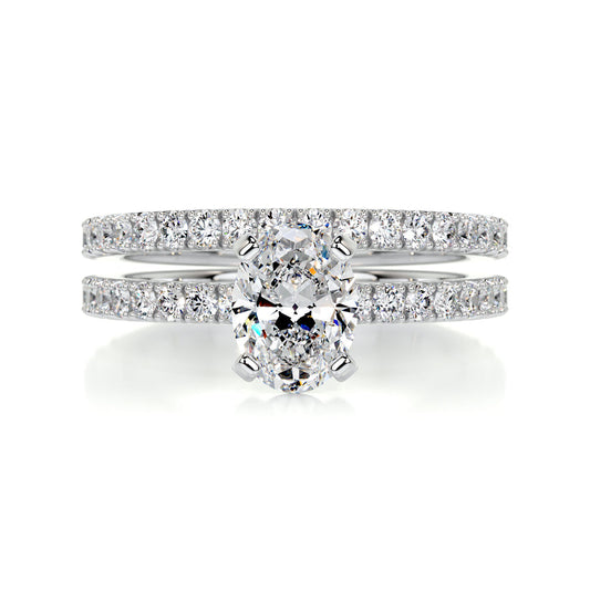 1.0 CT Oval Solitaire CVD F/VS Diamond Bridal Ring Set 1