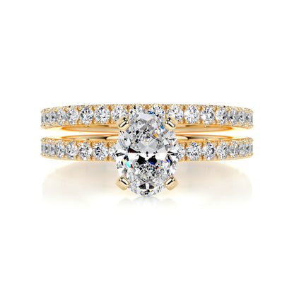 1.0 CT Oval Solitaire CVD F/VS Diamond Bridal Ring Set 8
