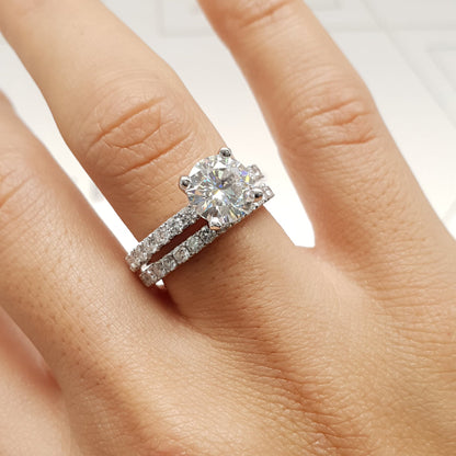 1.50 CT Round Solitaire CVD F/VS Diamond Bridal Ring Set 3