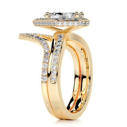 1.50 CT Pear Halo CVD F/VS Diamond Bridal Ring Set 12