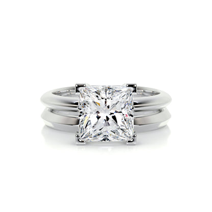 2.0 CT Princess Solitaire CVD F/VS Diamond Bridal Set 1
