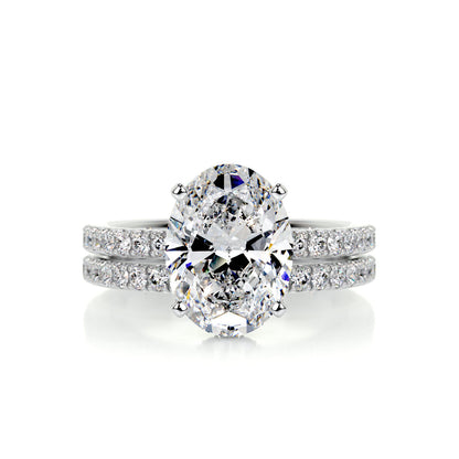 3.0 CT Oval Hidden Halo CVD F/VS Diamond Bridal Ring Set 1