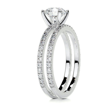 1.0 CT Round Solitaire CVD F/VVS2 Diamond Bridal Ring Set 5