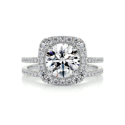 2.0 CT Round Halo CVD F/VS Diamond Bridal Set 1
