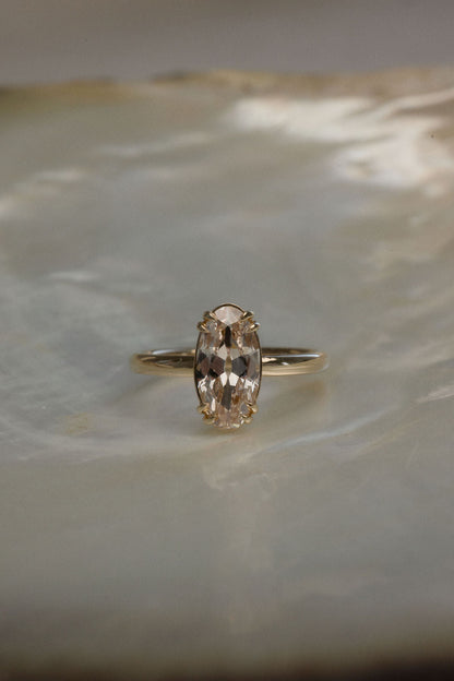 1.65 CT Champagne Moval Solitaire Lab Grown Diamond Engagement Ring